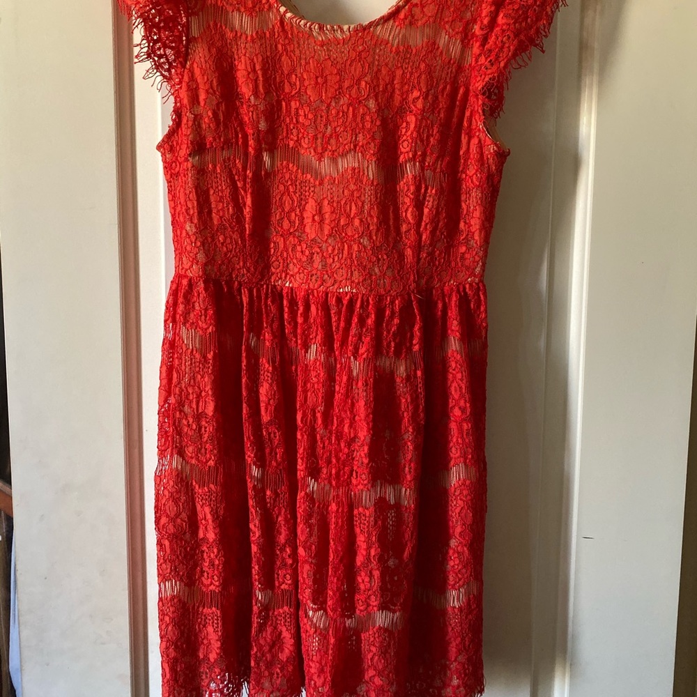 Red lace dress